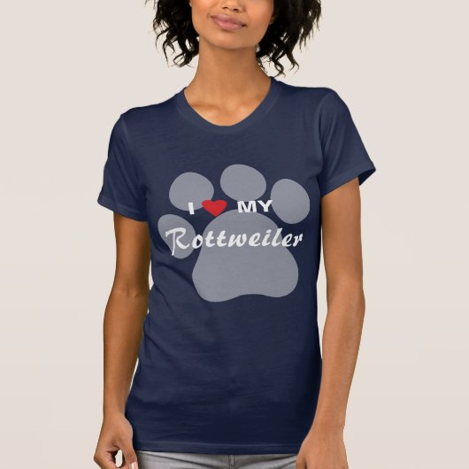 Ik hou van mijn rottweiler Pawprint T-shirt (Voorkant)