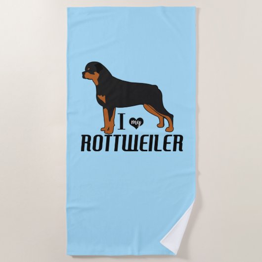 Ik hou van mijn rottweiler Rottie Dog Strandlaken (Voorkant)