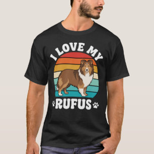Ik hou van mijn Rufus Retro Collie Hond T-shirt