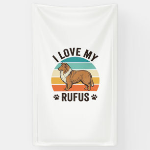 Ik hou van mijn Rufus Vintage-hondontwerp_1 Spandoek