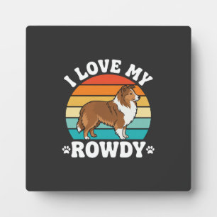 Ik hou van mijn rumoerige Sheltie Retro-hond Fotoplaat