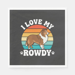 Ik hou van mijn rumoerige Sheltie Retro-hond Servet