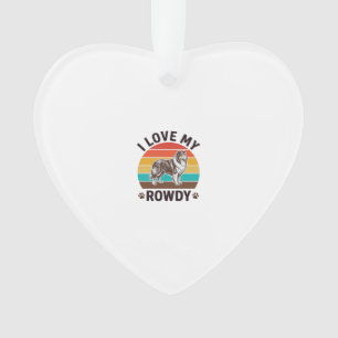 Ik hou van mijn rumoerige vintage collie hond ontw ornament
