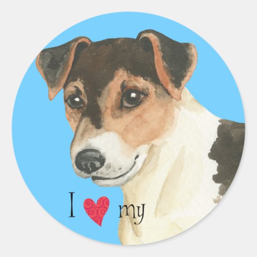 Ik hou van mijn Russell Terrier Ronde Sticker (Voorkant)