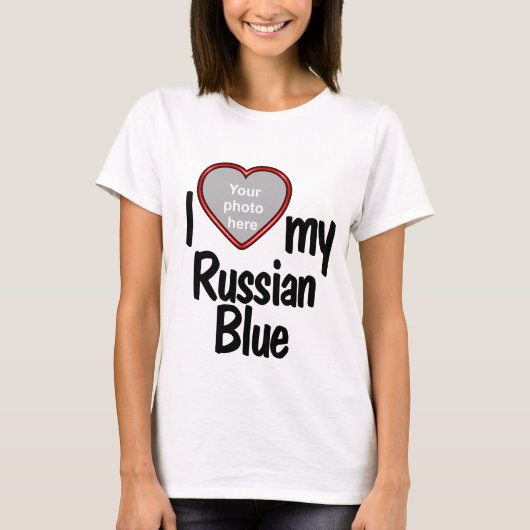 Ik hou van mijn Russisch blauw - Zachte kat foto T-shirt (Voorkant)