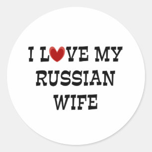 Ik hou van mijn Russische vrouw Ronde Sticker
