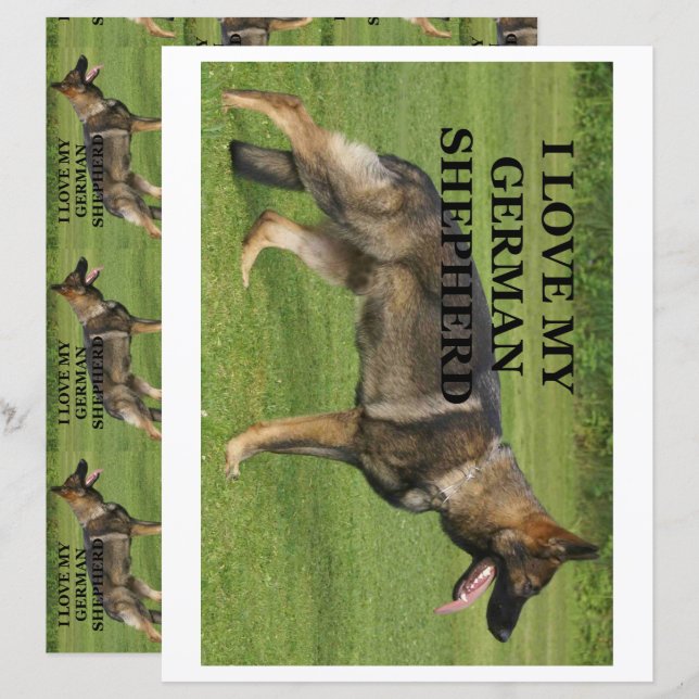 Ik hou van mijn sable duits herder plakboek papier (Voorkant / Achterkant)