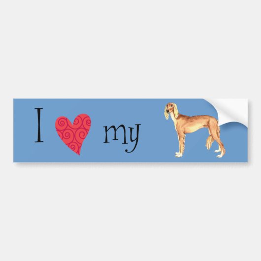 Ik hou van mijn Saluki Bumpersticker (Voorkant)