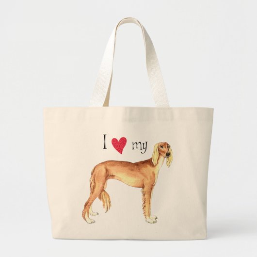 Ik hou van mijn Saluki Grote Tote Bag (Voorkant)