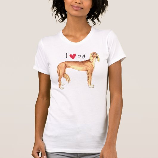 Ik hou van mijn Saluki T-shirt (Voorkant)