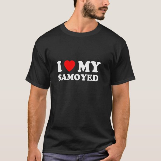 Ik hou van mijn Samoyed Hart Hond Moeder & Vader T-shirt (Voorkant)