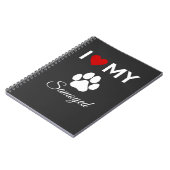Ik hou van mijn Samoyed hond aangepaste tekst Notitieboek (Linkerzijde)