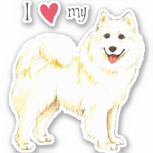 Ik hou van mijn Samoyed Vinyl Sticker (Voorkant)