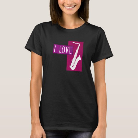 Ik hou van mijn saxofone moderne saxophone t-shirt (Voorkant)