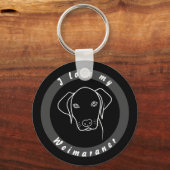 Ik hou van mijn schattige Weimaraner-hond die naar Sleutelhanger (Voorkant)