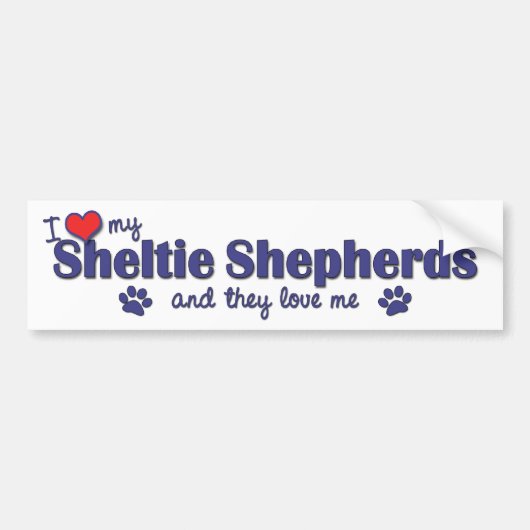 Ik hou van mijn schelpdieren (meerdere honden) bumpersticker (Voorkant)