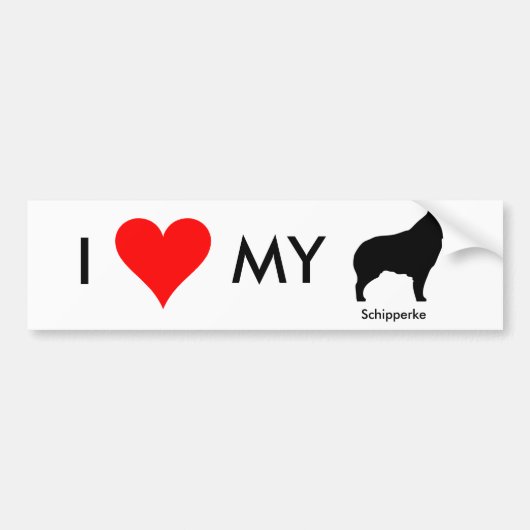 Ik hou van mijn Schipperke Bumpersticker 2 (Voorkant)
