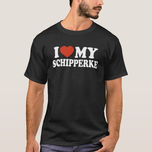 Ik hou van mijn Schipperke hond T-shirt (Voorkant)