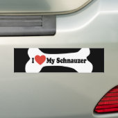 Ik hou van mijn Schnauzer - Dog Bone Bumpersticker (Op auto)
