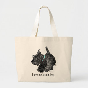 Ik hou van mijn Scottie-hond Grote Tote Bag