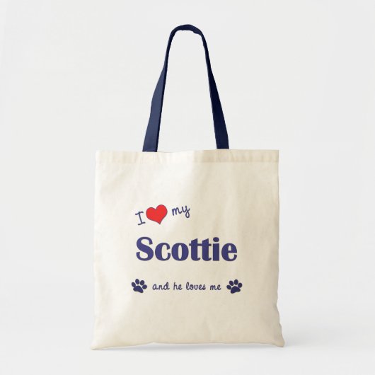 Ik hou van mijn Scottie (Mannelijke hond) Tote Bag (Voorkant)
