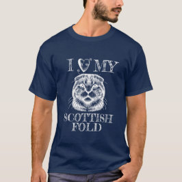 Ik hou van mijn Scottish Fold, kat pootafdrukken w T-shirt