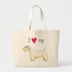 Ik hou van mijn Sealyham Terrier Large Canvas tas