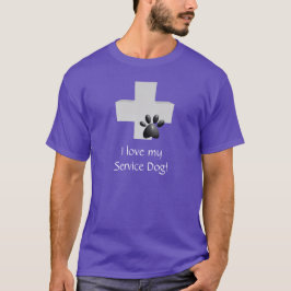 Ik hou van mijn service Dog Cross en Paw T-shirt