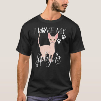 Ik hou van mijn sfonx Ca Cats Lady Kat Kitten T-shirt