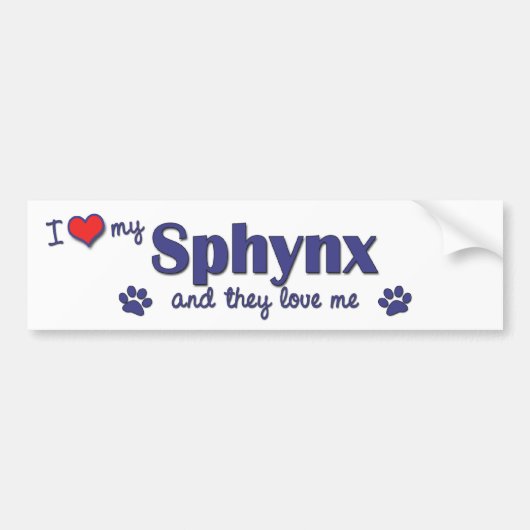 Ik hou van mijn sfonynx (meerdere katten) bumpersticker (Voorkant)