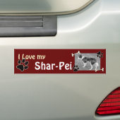 Ik hou van mijn Shar-pei Bumpersticker (Op auto)