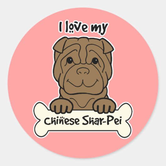 Ik hou van mijn Shar-Pei Ronde Sticker (Voorkant)