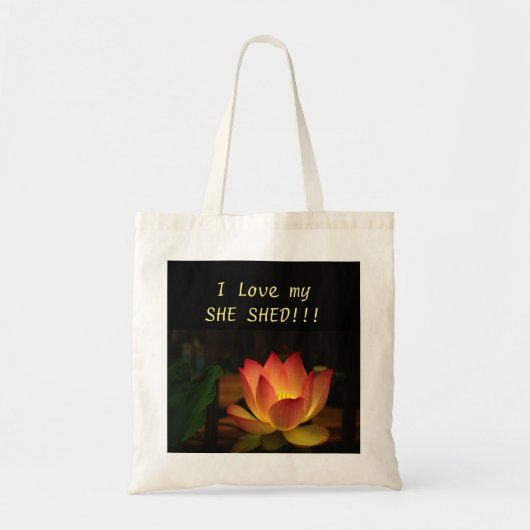 Ik hou van mijn SHE SHED!!! Lotus Canvas tas (Voorkant)