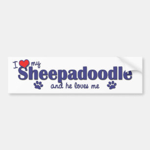 Ik hou van mijn Sheepadoedel (Mannelijke hond) Bumpersticker
