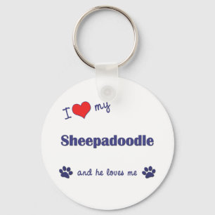 Ik hou van mijn Sheepadoedel (Mannelijke hond) Sleutelhanger