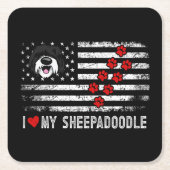 Ik hou van mijn Sheepadoodle Schattige Hondeneigen Kartonnen Onderzetters (Voorkant)