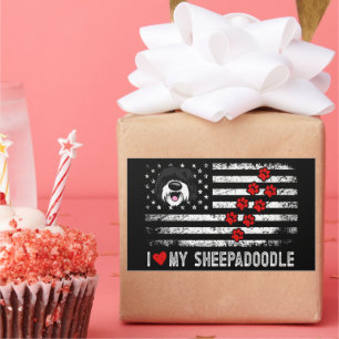 Ik hou van mijn Sheepadoodle Schattige Hondeneigen Rechthoekige Sticker