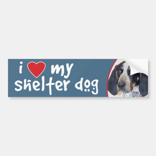 Ik hou van mijn Shelter Dog Bluetick Coonhound Bumpersticker (Voorkant)