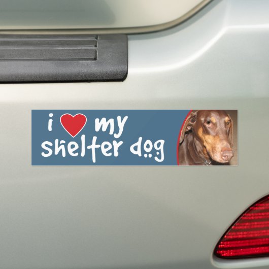 Ik hou van mijn Shelter Dog Doberman Bumpersticker (Op auto)
