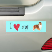 Ik hou van mijn Sheltie Bumpersticker (Op auto)