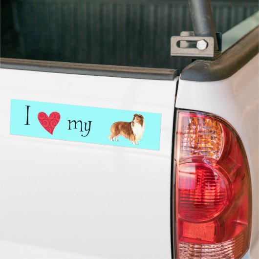 Ik hou van mijn Sheltie Bumpersticker (Op Truck)
