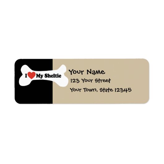 Ik hou van mijn Sheltie - Dog Bone Etiket (Voorkant)