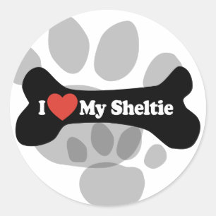Ik hou van mijn Sheltie - Dog Bone Ronde Sticker
