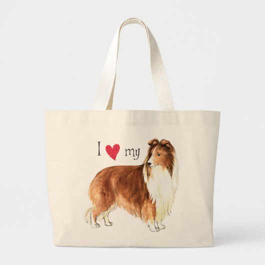 Ik hou van mijn Sheltie Grote Tote Bag (Voorkant)