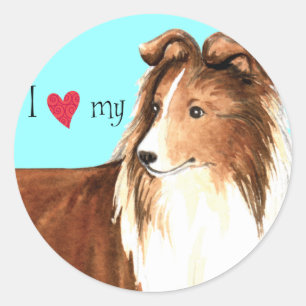 Ik hou van mijn Sheltie Ronde Sticker