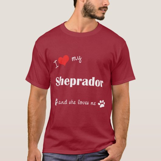 Ik hou van mijn Sheprador (Vrouw Dog) T-shirt (Voorkant)
