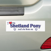 Ik hou van mijn Shetland Pony (Vrouw Pony) Bumpersticker (Op auto)