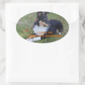 Ik hou van mijn Shetland Sheepdog Black Tri Ovale Sticker (Tas)