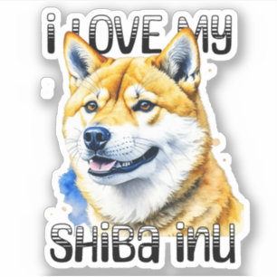 Ik hou van mijn Shiba Inu   Eigenaar hond Sticker