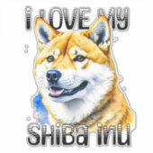 Ik hou van mijn Shiba Inu | Eigenaar hond Sticker (Voorkant)
